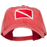 Scuba Dive Flag Embroidered Washed Dyed Cotton Cap