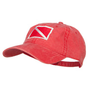 Scuba Dive Flag Embroidered Washed Dyed Cotton Cap