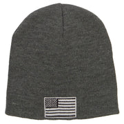 Silver American Flag Embroidered Short Beanie