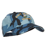 Navy Seabee Veteran Military Embroidered Enzyme Camo Cap