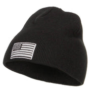 Silver American Flag Embroidered Short Beanie