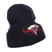 Sky Dive Embroidered Long Beanie