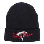 Sky Dive Embroidered Long Beanie