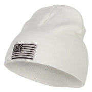 Silver American Flag Embroidered Short Beanie