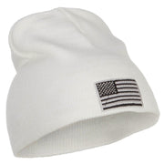 Silver American Flag Embroidered Short Beanie