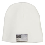 Silver American Flag Embroidered Short Beanie