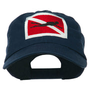 Scuba Diver Down Embroidered Low Profile Washed Cap