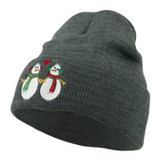 Snowmen with Heart Embroidered Beanie