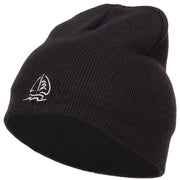 Sailboat Wave Embroidered Short Beanie