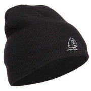 Sailboat Wave Embroidered Short Beanie