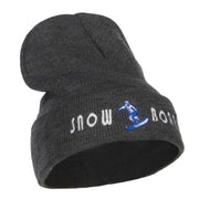 Snowboard Embroidered Long Beanie