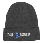 Snowboard Embroidered Long Beanie