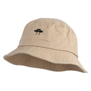 Simple UFO Design Embroidered Unisex Multipurpose Crushable Cotton Twill Bucket Hat - Khaki M