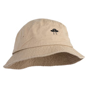 Simple UFO Design Embroidered Unisex Multipurpose Crushable Cotton Twill Bucket Hat - Khaki M
