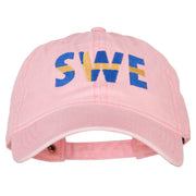 Sweden SWE Flag Embroidered Washed Cotton Twill Cap