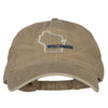 Wisconsin with Map Outline Embroidered Washed Cotton Twill Cap