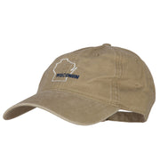 Wisconsin with Map Outline Embroidered Washed Cotton Twill Cap