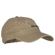 Wisconsin with Map Outline Embroidered Washed Cotton Twill Cap