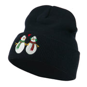 Snowmen with Heart Embroidered Beanie