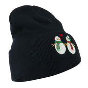 Snowmen with Heart Embroidered Beanie