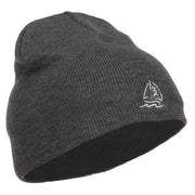 Sailboat Wave Embroidered Short Beanie