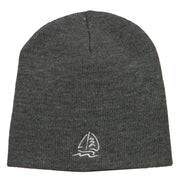 Sailboat Wave Embroidered Short Beanie