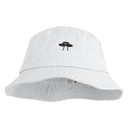 Simple UFO Design Embroidered Unisex Multipurpose Crushable Cotton Twill Bucket Hat - White M