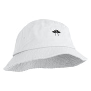 Simple UFO Design Embroidered Unisex Multipurpose Crushable Cotton Twill Bucket Hat - White M