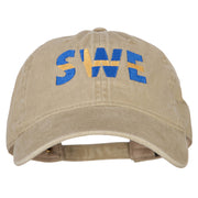 Sweden SWE Flag Embroidered Washed Cotton Twill Cap