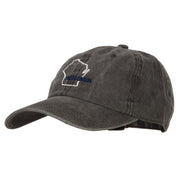 Wisconsin with Map Outline Embroidered Washed Cotton Twill Cap