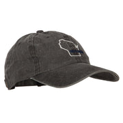 Wisconsin with Map Outline Embroidered Washed Cotton Twill Cap