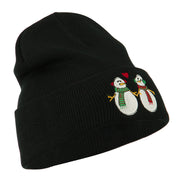 Snowmen with Heart Embroidered Beanie