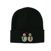 Snowmen with Heart Embroidered Beanie