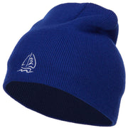 Sailboat Wave Embroidered Short Beanie