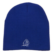 Sailboat Wave Embroidered Short Beanie