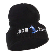 Snowboard Embroidered Long Beanie