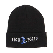 Snowboard Embroidered Long Beanie