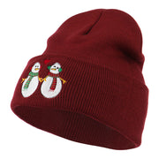 Snowmen with Heart Embroidered Beanie