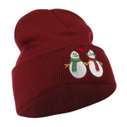 Snowmen with Heart Embroidered Beanie