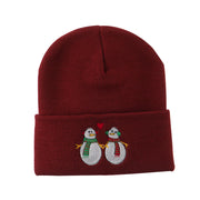 Snowmen with Heart Embroidered Beanie