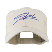 Ski Wording in Cursive Embroidered Cap