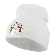 Snowmen with Heart Embroidered Beanie