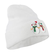 Snowmen with Heart Embroidered Beanie