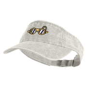 Steampunk Goggles Icon Embroidered Washed Pigment Dyed Cotton Twill Visor - Beige OSFM