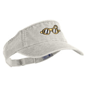 Steampunk Goggles Icon Embroidered Washed Pigment Dyed Cotton Twill Visor - Beige OSFM