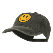 Smile Face Embroidered Washed Cap