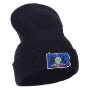 Pennsylvania State Flag Map Embroidered Long Beanie