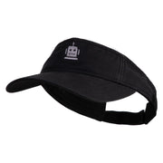 Robot Head Icon Embroidered Pro Style Cotton Twill Washed Visor - Black OSFM
