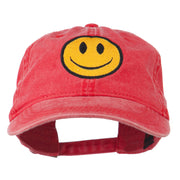 Smile Face Embroidered Washed Cap