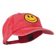 Smile Face Embroidered Washed Cap